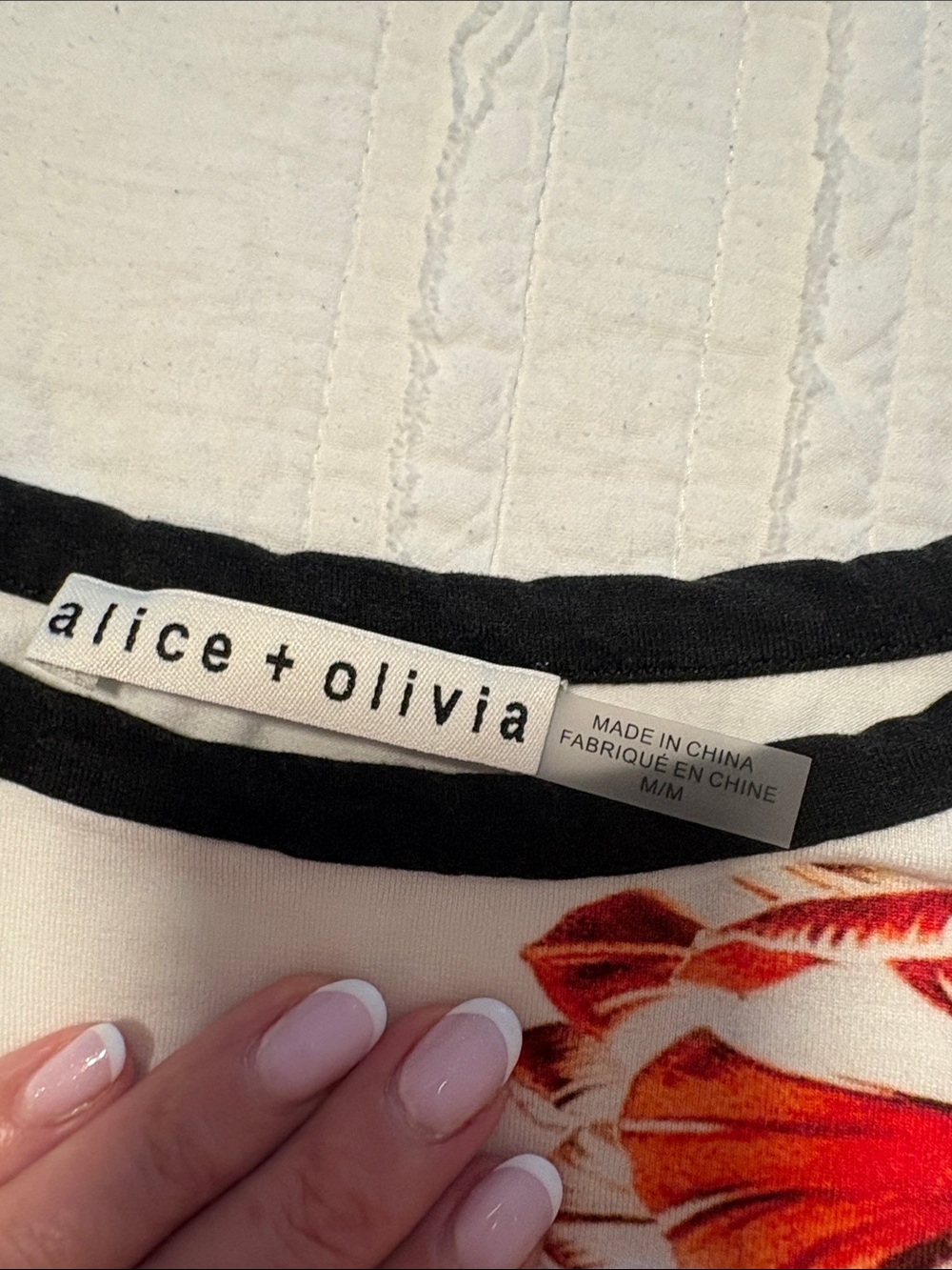 Alice + Olivia Cropped Floral Long Sleeve Tee in White, Blue, Red, Yellow